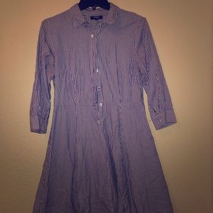 Blue and white striped dress